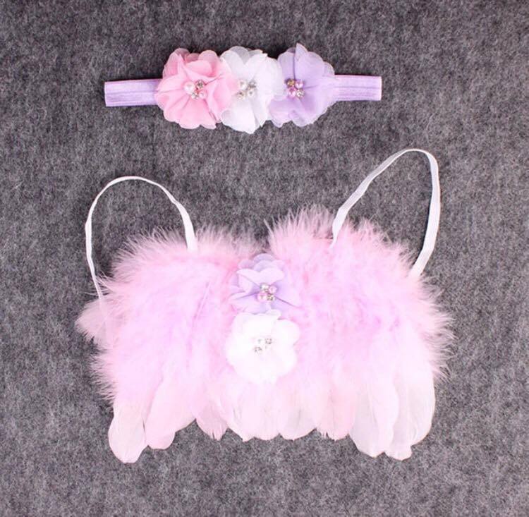 Newborn Photography Prop - Baby pink angel wings for girls
