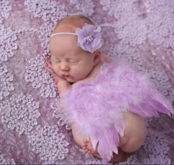 Newborn Photography Prop - Baby girl wearing angel wings