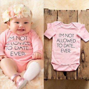 Newborn Photography Prop - Baby girl pink jumper - I'm not allowed to date ever