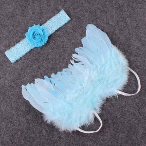 Newborn photography prop - blue angel wings with headband
